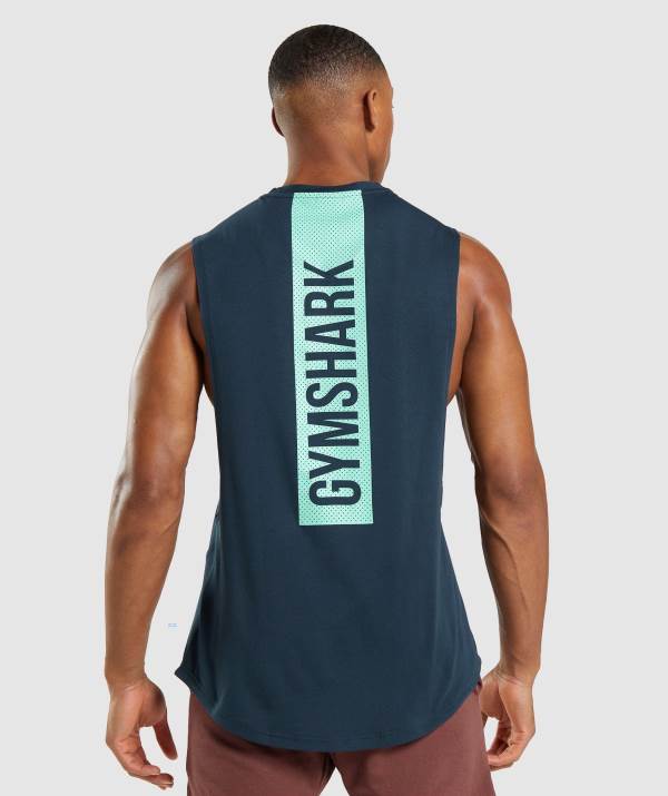 Panske Tielko Gymshark Bold Drop Arm Námornícka Modrá | YH0637129